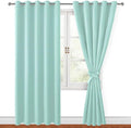 Hiasan Blackout Curtains for Bedroom, 60 x 84 Inches Long - Thermal Insulated & Energy Saving Window Curtains for Living Room, 2 Drape Panels Sewn with Tiebacks, Aqua by Hiasan