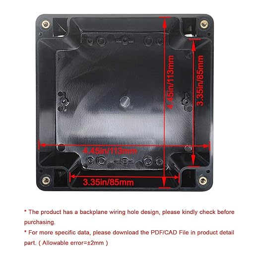 LeMotech Project Box ABS Plastic IP65 Waterproof Dustproof Electrical Junction Box Outdoor Enclosure for Electronics Black 4.7 x 4.7 x 3.5 inch(120 x 120 x 90 mm)(Pack of 2) - Image 2