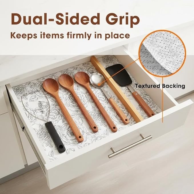Coavas Extra Grip Thickened Shelf and Drawer Liner - Non-Adhesive Non-Slip Waterproof Mats for Kitchen Cabinets, Drawers, Shelves, Dresser & Cupboard, Easy Cut DIY (White, 12IN X 20 FT) - Image 3