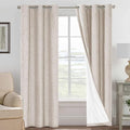 H.VERSAILTEX Blackout Linen Curtains, 100% Blackout Drapes Textured Blackout Curtains with White Thermal Insulated Liner, Grommet Top Curtains Living Room (2 Panels, 42 x 84 Inch, Natural) by HVERSAILTEX