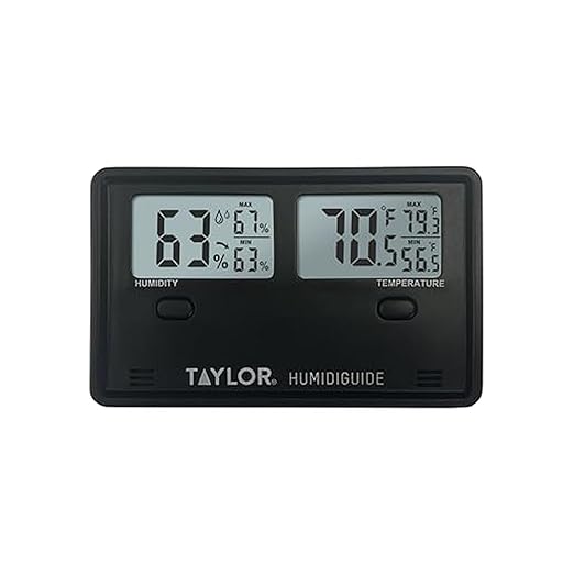 Taylor Wireless Digital Indoor Outdoor Thermometer and Hygrometer, Dual Display for Temperature and Humidity, Easy-to-Read for Home, Office, Greenhouse, Nursery, and Indoor Areas, Min/Max Black by Taylor
