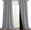 NICETOWN Total Shade Curtains and Draperies, Heavy-Duty Full Light Shading Drapes with Black Liner Backing for Villa/Hall/Dorm Window（Silver Grey, Package of 2 Panels, 46 inches Wide x 90 inches Long by NICETOWN