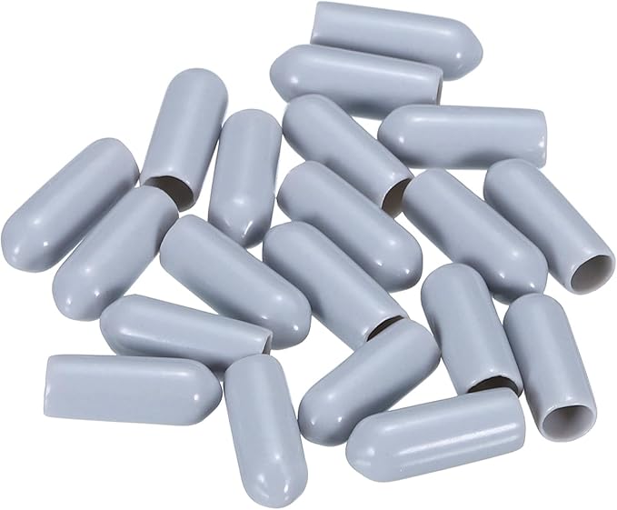 uxcell 20pcs Rubber End Caps 5mm(3/16") ID Vinyl PVC Round Tube Bolt Cap Cover Screw Thread Protectors Grey - Image 4