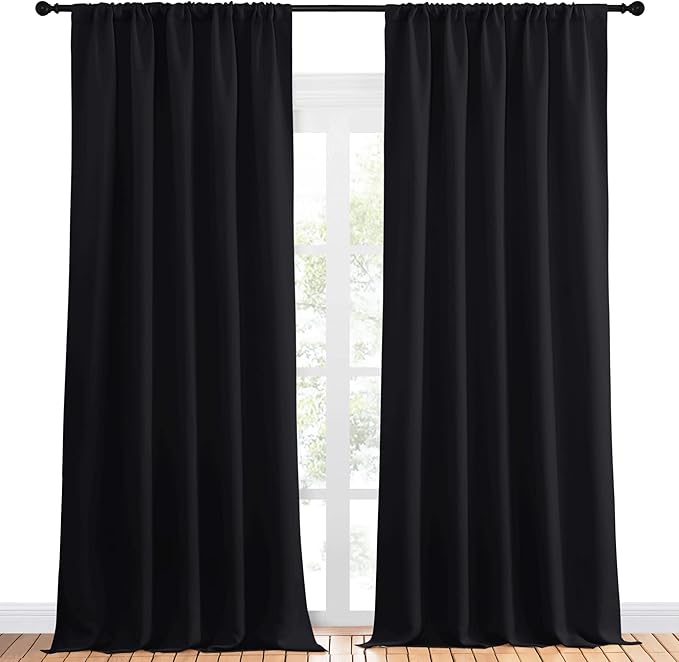 NICETOWN Black Out Window Curtains - Solid Home Decor Thermal Insulated Blackout Drapes/Draperies for Bedroom, Privacy Assured Window Treatment (2 Panels, 52 inches Wide by 95 inches Long) - Image 2