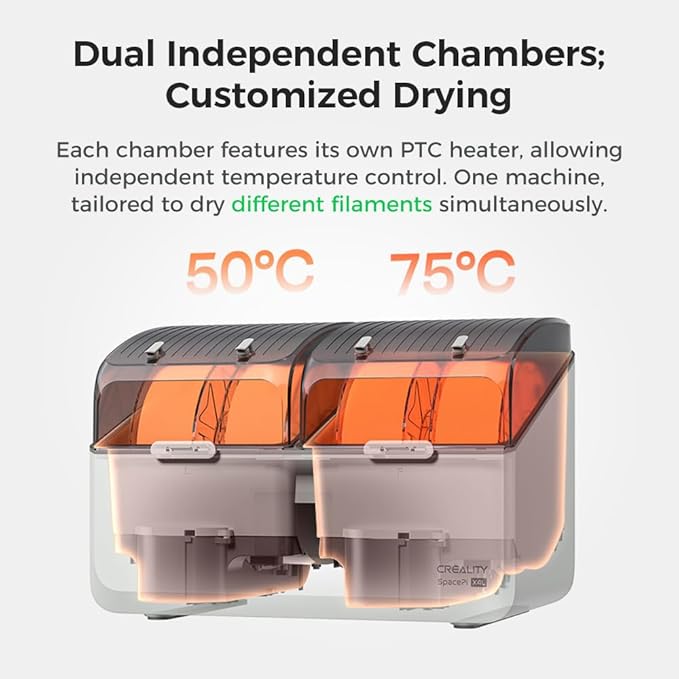 Creality Filament Dryer, Space Pi X4L Filament Storage Box for 4 Spools, Dual Independent Heating Chambers, 75℃ Max Temperature, Compatible with 1.75mm 2.85mm PLA PETG ABS TPU PC PA PAHT - Image 4