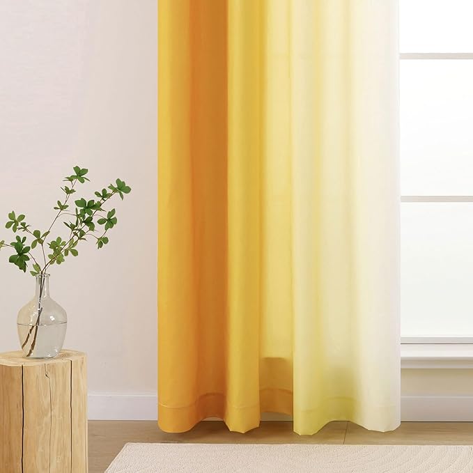 L.Z.E Gold and White Ombre Privacy Curtains 96 Inches Long 2 Panels Set Gold Light Filtering Non-See-Through Curtains & Drapes for Living Room Bedroom Nursery Grommet Top (55" W x 96" L) - Image 5