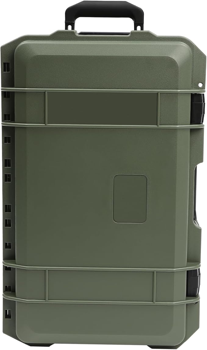22" Weatherproof Hard Case Rolling Waterproof Case Dry Box with Foam Protective Cases Shockproof Hard Travel Cases For Cameras Lenses Electronic Equipment (Green) - Image 7
