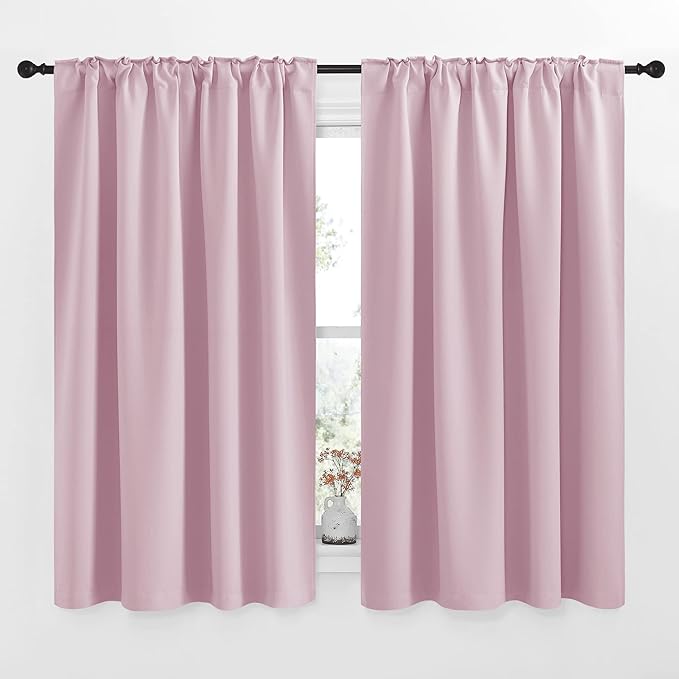 NICETOWN Bedroom Draperies Blackout Curtain Panels - (Lavender Pink/Baby Pink Color) 52 x 63 inches, Set of 2 Panels, Solid Room Darkening Blackout Drapes for Living Room - Image 3