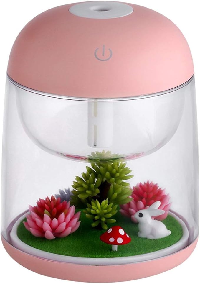 Micro Landscape Humidifier with Changing Led Light,Adjustable Mist Mode, Waterless Auto Shut-off,for Bedroom,Office,Car (pink) by AEKAN