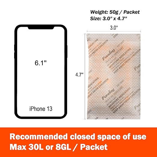50g x 10 packs Fonday Rechargeable Silica Gel Desiccant Packets Food Grade Fast Reactivate Desiccant Bags Moisture Indicating Orange to Green - Image 6