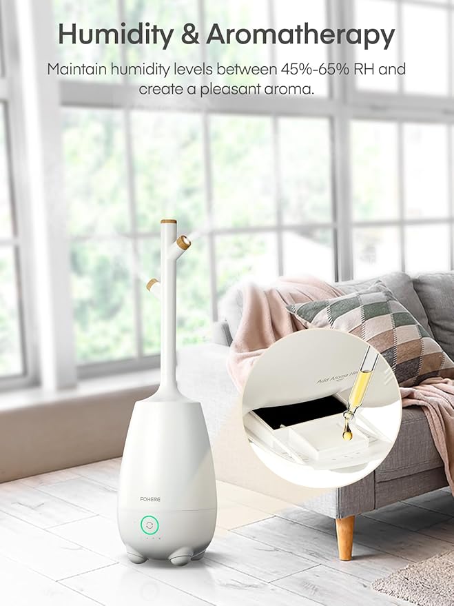 Humidifiers for Bedroom Large Room Home, 5L Quiet Cool Mist Top Fill Humidifier with Essential Oil Diffuser, Remote Control, Smart Humidistat, Sleep Mode, for Baby, Plants, Office, Nursery - Image 5