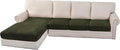 H.VERSAILTEX Velvet Stretch Sectional Couch Covers 4 Pieces Sofa Seat Cushion Covers L Shape Separate Couch Cover for Both Left/Right Sectional Couch (Large Sofa 3 Seater + 1 Chaise, Olive) by HVERSAILTEX