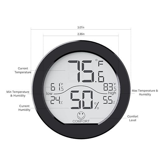 SECRUI Indoor Digital Hygrometer 3 Pack Room Thermometer and Humidity Gauge LCD with Max and Min Records (Black) - Image 6