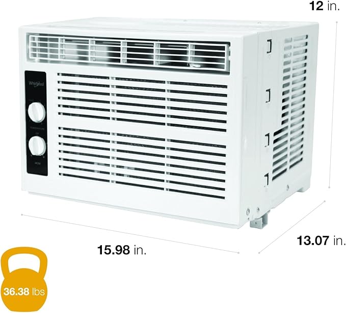 Whirlpool 5,000 BTU 115V Window Air Conditioner & Dehumidifier with Mechanical Controls, Window AC Unit for Apartment, Dorm Room, & Small Rooms up to 150 Square Feet in White - Image 4