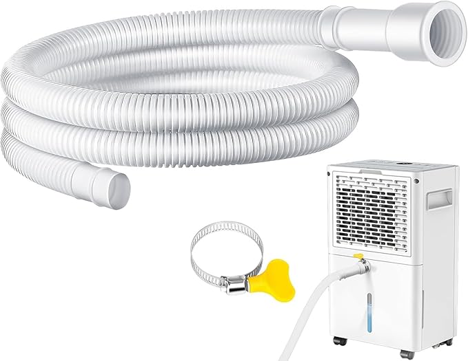 Dehumidifier Drain Hose with Cuttable Rubber Adapter & Connect Clamp,3/4 Inch FHT, Flexible Universal Drain Hose for Most Dehumidifier and Air Conditioner Brands (5 Feet) by Unknown