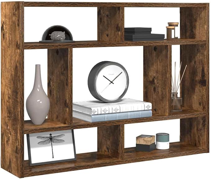 Smoked Oak Engineered Wood Wall Shelf 29.5 x 6.3 x 21.7 Inches for Stylish Storage and Display with Sturdy Construction and Easy Maintenance - Image 4