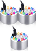 Yaomiao 3 Pcs Halloween Mist Maker Fogger Small Ultrasonic Fog Machine Fountain Mister Fogger Water Garden Pond Foggers Air Humidifier with 12 LED Light Flashes for Halloween (Silver) by Yaomiao