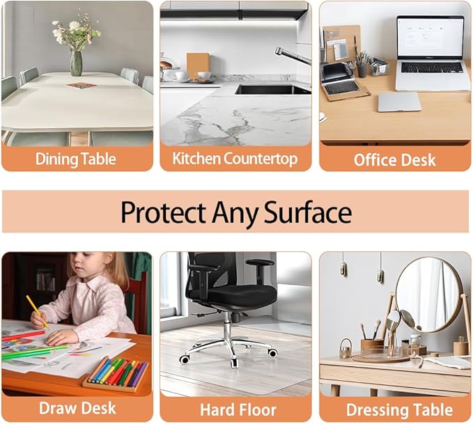 1.5mm 40"x54" Size Heavy-Duty Clear Table Cover Protector -PVC Plastic Table Cloth Desk Protector Mat Waterproof, Anti-Slip for Office, Restaurant, Parties (40"x54" PVC tablecloth) - Image 5