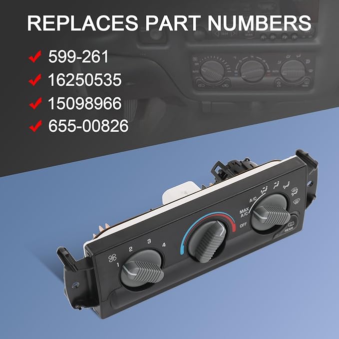 A/C Heater Climate Control Module Compatible with 1999-2005 Chevrolet Blazer 1999-2001 GMC Jimmy 1999-2002 Oldsmobile Bravada Replace# 599-261, 15098966 - Image 3