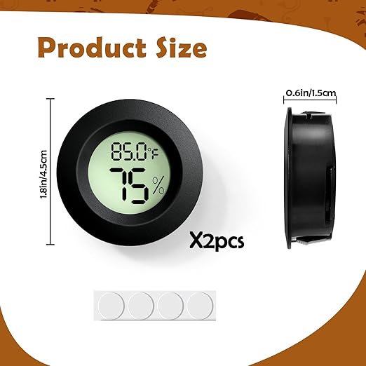 2PCS Reptile Thermometer and Humidity Gauge,Digital Adhesive Reptile Terrarium Hydrometer,Bearded Dragon Tank Accessories,Pet Humidity Meter Supplies for Leopard Crested Gecko,Snake,Lizard - Image 2