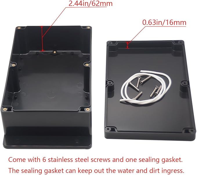 Project Box ABS Plastic Black Electrical Boxes IP65 Waterproof DIY Electronic Junction Box Power Enclosure with Fixed Ear 9.1x5.9x3.4inch (230x150x87 mm) - Image 4