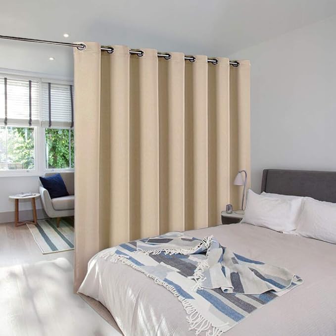 NICETOWN Sliding Door Room Divider Curtain, Blackout Patio Door Curtain Panels, Privacy Thermal Window Treatment Drape for Department with (Biscotti Beige, W100 x L95) - Image 2