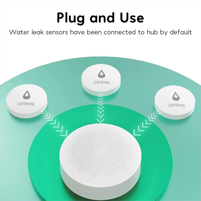 Winees WiFi Water Leak Detector, 3 Pack Water Sensors(Hub Not Included), Easy Set Up, 100M Transmission for Basement, Bathroom, Laundry, IFTTT, S1 FSK(Accessory) - Image 2