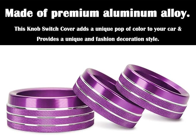 Auprite Climate Control Knob Covers for Challenger Accessories 2015-2023 2024, for Dodge Charger 2015-2023 2024, for Dodge Chrysler 300/300s 2015-2024,3Pcs Kit (Purple) - Image 3