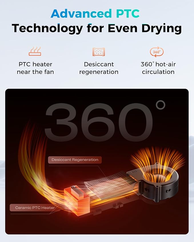 Official Creality Space Pi X4 Lite Filament Dryer, 4 Spools Filament Dry Box with Dual-Chamber Heated Storage, Max 75℃ Temerature, Independent Temperature Control for PLA, PETG, ABS, TPU, Nylon, ASA - Image 4