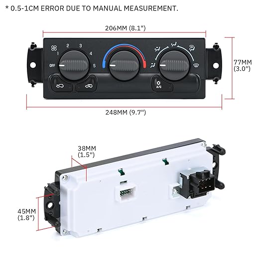 Front Climate Control Module Panel for GMC Sierra Chevy Silverado 1999-2002 599-266/15054697/ 15753264/19244873/ 9361355 Heater A/C Control Switch Air Conditioning Climate Control Module - Image 7