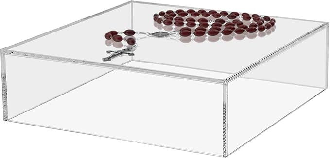 4 Pack Clear Acrylic Display Box with One Open Side No Lid 6.75" x 6.75 x 2 Versatile Plexiglass Merchandise Storage Bin or Retail Product Riser by Marketing Holders - Image 3