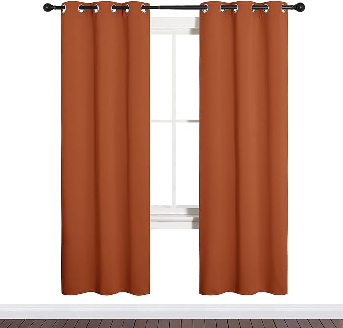 NICETOWN Blackout Curtain Panels for Girls Room, Nursery Essential Thermal Insulated Solid Grommet Top Blackout Drapes (Burnt Orange, 1 Pair, 34 x 72 inches) - Image 2