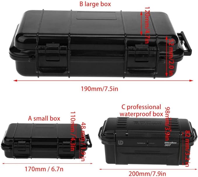 Tbest Outdoor Waterproof Shockproof Airtight Survival Box Storage Container Case Carry Box Black Dry Storage Box for Fishing Camping Hiking Outdoor Activities - Image 4
