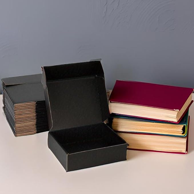 Small Shipping Boxes 8x5x2 Inch (25 Pack) - Sturdy Black Corrugated Cardboard Boxes for Small Business, Ecommerce, Mailing & Packaging | Recyclable Gift & Storage Boxes - Image 6
