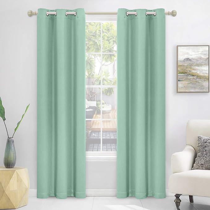 MYSKY HOME Aqua Closet Curtains for Doorway Blackout Door Curtain for Living Room Grommet Room Darkening Curtain for Bedroom Thermal Insulated Bluish Green Curtain, 1 Curtain Panel, 42 x 84 Inch - Image 7