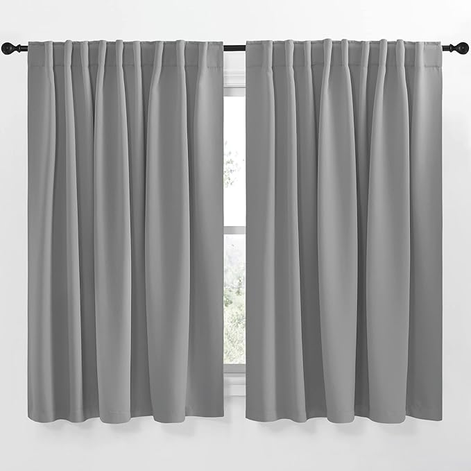 NICETOWN Blackout Curtain Panels Window Draperies - (Silver Grey Color) 62x63 inch, 2 Pieces, Insulating Room Darkening Blackout Drapes for Doorway Shower Bathroom Laundry Room Bifold Door by NICETOWN