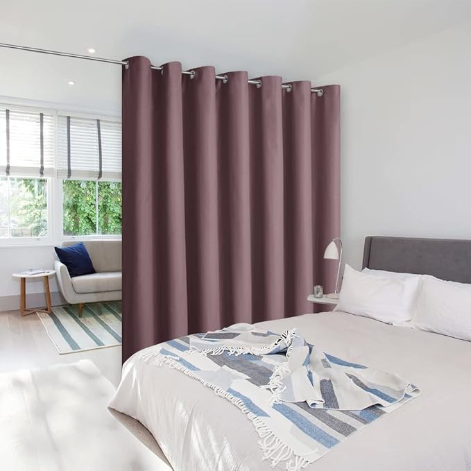 NICETOWN Room Separating Divider, Dry Rose Room Divider Curtain Screen Partition, Function Thermal Blackout Patio Door Curtain, Sliding Door Insulated Curtain for Patio, 8.3ft Wide x 10ft Long by NICETOWN