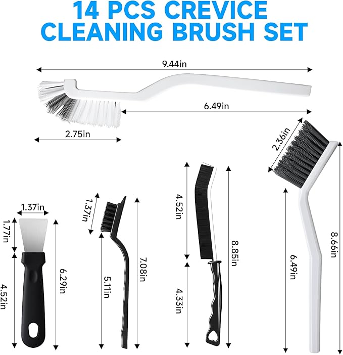 14Pcs Crevice Cleaning Brush Set, V Shape Grout Cleaner Brush for Deep Cleaning Gap, Hard Bristle Scrub Brushes Tools, Cleaning Supplies for Household Use, Bathroom, Kitchen, Toilet, Window - Image 7
