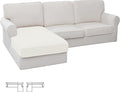 Easy-Going Stretch Sectional Couch Covers 1 Piece Chaise Lounge Slipcover L Shape Separate Cushion Couch Seat Chaise Cover for Both Left/Right Sectional Couch Cream by Easy-Going