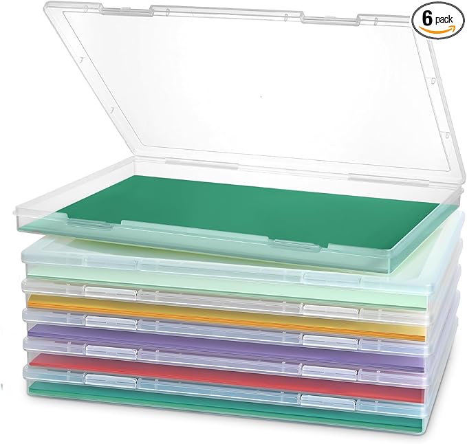 Photo Storage Box, 6 Pack Board Game Storage Containers with Snap-Tight Latch, Plastic Photo Organizers and Storage for Scrapbooks, Card, Papers, Craft (8x10) by Unknown
