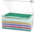 Photo Storage Box, 6 Pack Board Game Storage Containers with Snap-Tight Latch, Plastic Photo Organizers and Storage for Scrapbooks, Card, Papers, Craft (8x10) by Unknown