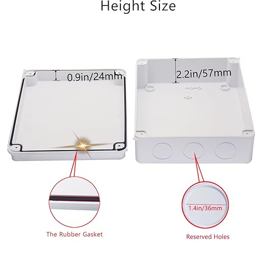 Junction Box Dustproof Waterproof IP65 ABS Plastic Electrical Boxes, Indoor & Outdoor Electrical Power Cord Enclosure Universal Project Box DIY Case White 10 x 7.9 x 3.1 inch (255x200x80mm) - Image 4