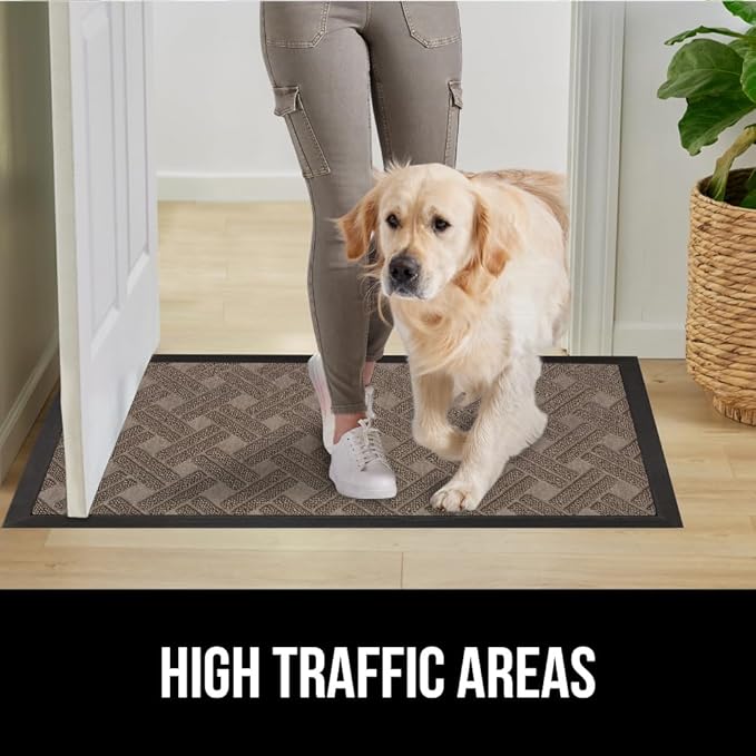 GORILLA GRIP 100% Waterproof All-Season WeatherMax Doormat 35x23, US Designed Natural Rubber, Stain and Fade Resistant, Low Profile Indoor Outdoor Door Mats, Easy Clean Patio Mat, Taupe Basket Weave - Image 7