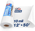 White Crawl Space Vapor Barrier, 10 Mil Vapor Barrier, 12' x 50', Heavy Duty Polyethylene Film, Thick Plastic Sheeting, Plastic Drop Cloth Covering for Crawlspace, Basement, White by VAPLINX