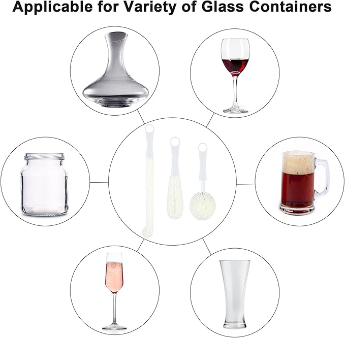 Boao 3 Pcs Wine Decanter Cleaning Brushes with Stainless Steel Cleaning Balls Wine Glass Flexible Bottle Scourers Brushes Cleaners Polishers for Decanter Glass Goblets Champagne Flutes Cups - Image 5