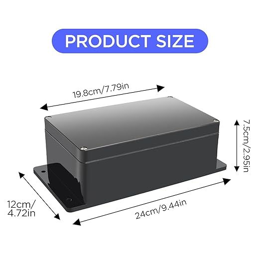 Electronic Project Box, IP65 Waterproof Dustproof ABS Plastic Junction Box- Indoor and Outdoor Electronics Cable Electrical Project Boxes (7.79 x 4.72 x 2.95 inch), Black - Image 2