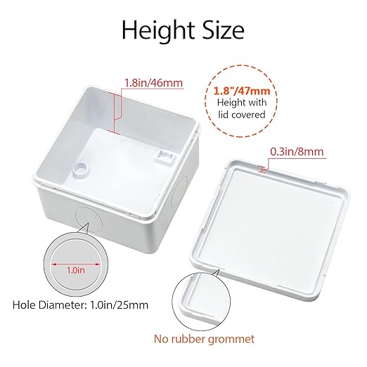 LeMotech Junction Box, Electrical Box IP65 Water Resistant Dustproof ABS Plastic Project Enclosure for Electronics White 3.1 x 3.1 x 1.9 inch - Image 5