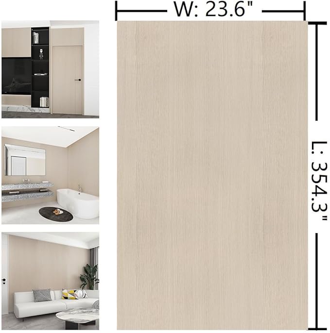 Cream Wood Contact Paper 24"x354" Faux Wood Wallpaper Peel and Stick Wood Grain Contact Paper for Door Countertops Drawers Cabinets Waterproof Removable Vinyl Wood Wrap Air Guide Slot Design Wallpaper - Image 7