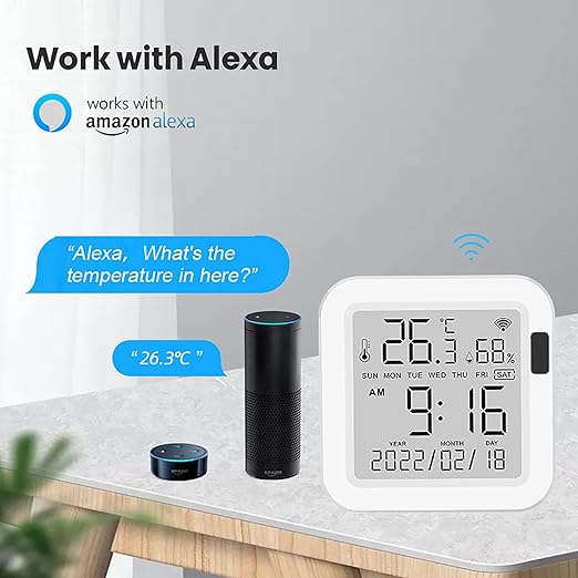 WiFi Temperature Humidity Monitor: Upgraded Smart Temperature and Humidity Sensor with Large Backlit LCD Screen & App Alerts, Indoor Thermometer Hygrometer Compatible with Alexa Google Assistant - Image 5