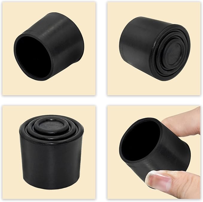 Flyshop 1-1/4", 32 mm, Patio Round Chair Leg Caps, Furniture Table Feet Covers Floor Protectors, Anti-Skid Durable Thick Rubber Leg Tips, 8 Pack, Black - Image 5